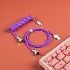 Type C Aviator Coiled Cable for Gaming Mechanical Keyboard Durable Spring Design Fast Data Power Charging Anti-Break Wire