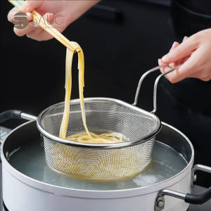 YESPERY Large Chips Frying Basket Strainer with Handle Stainless Steel Noodles Boiling Filter Mesh Serving Basket for Dumplings French Fries