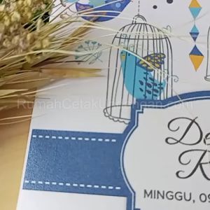 [50pcs - RCU015] KARTU UNDANGAN PERNIKAHAN / KHITANAN THEMA BIRU ELEGANT DAN TEBAL