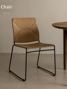 NONG HOME | Minimalist Vintage Iron Dining Chair Rope Woven