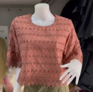 เสื้อลูกไม้คอตตอน เกาหลี ญี่ปุ่น แขนยาว