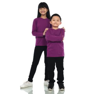 Kaos Polos Anak Oneck Lengan Panjang Bahan Katun Combed 30s Warna Ungu Violet