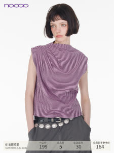 Billconch Original Retro Striped Womens Versatile Sleeveless American T-shirt Short Sleeve Summer Thin Cotton Blend Top