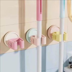 YESPERY Mop Hook Suction Cup Broom Clamp Holder Wall Hanging Shelf Removable without Traces Reusable Repositioning