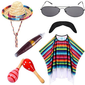 Mexican Style Adult Cape with Colorful Hat