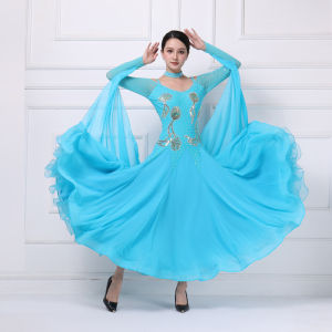Spring Autumn New Style Standard Dance Dress Modern Social Dance Long Skirt Performance Competition Costume Strapless Practice Suit