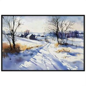 Tranh phong cảnh mùa đông màu nước. Tranh treo tường dán tường canvas trang trí. CGI-1850
