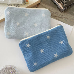 Star Coin Purse with Zipper Simple Fabric Pouch Portable Small Coin Wallet Lipstick Headphones Storage Bag Star Print Pouch