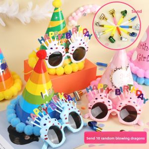 QIANHUAJIAN | Birthday Party Hat Glasses for Children Decoration Props