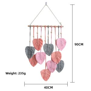 Bohemian Home Wall Hanging Woven Cotton Leaf Tapestry