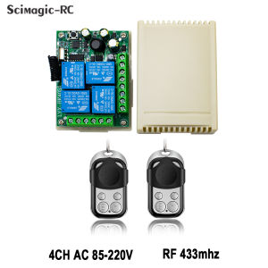 433MHz Universal Remote Control Receiver Transmitter AC 85-250V 110V 220V 4CH Relay Switch for LightDoorGarage
