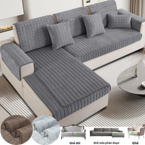 Áo Phủ Ghế Sofa Nhung Mềm Mại Siêu Êm Không Trơn Trượt May Chần Bảo Vệ Đồ Nội Thất Cho Ghế Sofa Hình Chữ L & Ghế Sofa Ghép Đoạn