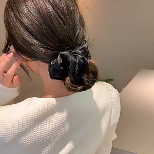 Cột tóc scrunchies phồng trơn phối voan phi bóng sang trọng Scrunchies Đeo Tay Phụ Kiện Tóc T09