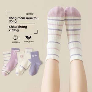 Tất trẻ em nữ MiiOW Cat Person làm bằng vải cotton dài đến bắp chân thoáng khí