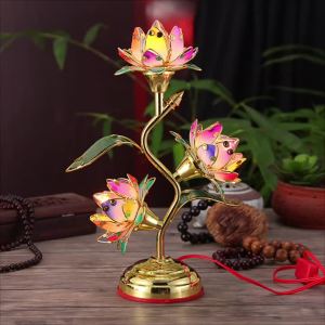 Lotus-Lamp Plug In Electric Lotus-Lantern Long-Lasting Led: Energy-Efficient Table Decorative Lamp Vibrant Multi-Color-Lotus