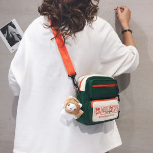 Cute Little Canvas Bag Womens Bag Single Shoulder Slant Cross Mobile Phone Female Model Soft Vertical Square Bag Casual Scene