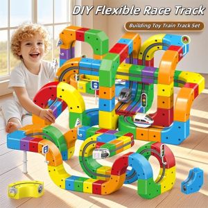 Kids Versatile Roller Coaster Train Track Sets DIY Race Car Track Building Kits Boys Girls Christmas Party Sensory Gifts