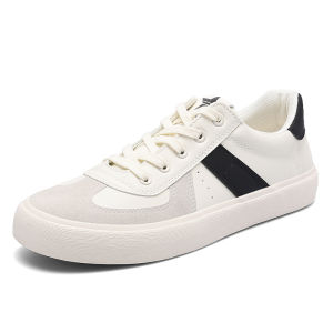 Fashionable Flat Bottom Mens Shoes Spring 2025 round Toe Lace up Casual Dequan Shoes All Match Board Shoes Comfortable Slip-On