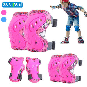 6Pcs Knee & Elbow Pads with Wrist Guard for Ages 3-12 Kids Sport Protective Gear - SkatingCyclingBikingRoller SkatesScooters