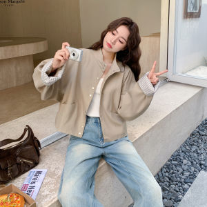 Fashionable Korean Style Short Jacket Womens Khaki Color Slimming Casual Outerwear Autumn New Arrival Small Size Friendly