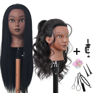 หัวหุ่นฝึกทำผมสำหรับช่างทำผม พร้อมที่หนีบและเครื่องมือสำหรับฝึกถักเปียและจัดแต่งทรงผม