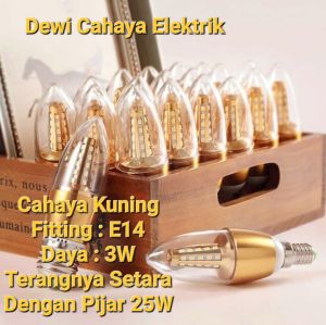 Lampu Candle LED 3W Fitting E14 - Lampu Hias LED - Lampu Jagung - LED Candlebulb Cahaya Putih dan Kuning