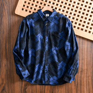 Japanese-Style Retro! Woven Printing and Dyeing! Export Men Fall Fashion Trendy Loose Casual Long Sleeves Shirt Coat
