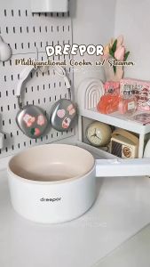 Dreepor Periuk Pemasak Elektrik 2L Pelbagai fungsi Dengan Kuali Tidak Melekat Pengukus 750W Electric Cooker Pot Hot Pot电煮锅