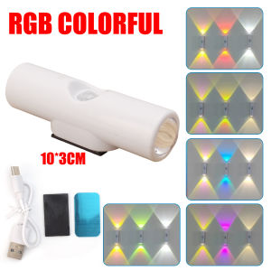 เซ็นเซอร์เคลื่อนไหวกลางคืนไฟ LED อัจฉริยะชาร์จไฟได้ชนิด C อเนกประสงค์ลดแสงได้7สีโคมไฟติดผนังแม่เหล็กมีกาวในตัว