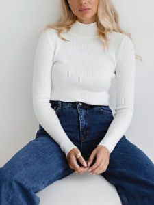 Spring Autumn Women Mock Neck Sweater Vintage Basic Knit Tops Casual Slim Pullover Korean Sweaters Simple Chic Jumpers Clothing
