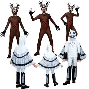 Children Adult Cosplay 99 Nights Forest Deer Owl Clothing 3D Print Cosplay Costume Halloween Carnival Horror Game Dress Up Suit