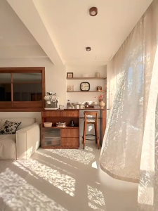 Cream New Design Aesthetic Sheer Curtain for windows Living Room Elegant and luxury Kurtain 5/7ft