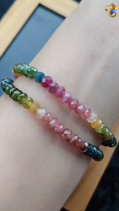 Premium Grade Faceted Colorful Candy Tourmaline Bracelet