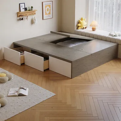Modern Simple Double Bed with Storage and Drawer