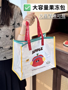 กระเป๋าสะพายไหล่แบบใสขนาดใหญ่สำหรับผู้หญิง กระเป๋าใสอาหารกลางวันแบบสะพายไหล่แบบใสสำหรับนักเรียน กระเป๋าใสสีสันสดใสสำหรับฤดูร้อนปี 2025