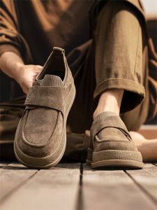 Nanjiren | Mens Suede Slip-on Shoes Wide Toe Comfortable Thick Sole