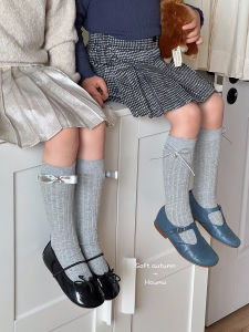 เด็กผู้หญิง ผ้าฝ้าย ถุงเท้า ถุงเท้าถึงกลางน่อง หลอดยาวสไตล์บัลเล่ต์สีเทาเงิน ฤดูใบไม้ผลิ ฤดูใบไม้ร่วง เด็ก เลกกิ้ง ถุงเท้าข้อเท้าเวอร์ชั่นเกาหลี