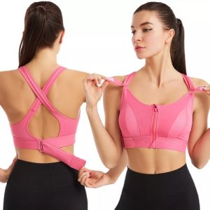 Sports Bra For Women Plus Size Zipper Front Adjustable Shockproof Without Steel Ring Running Yoga Indoor Sports Outdoor Sports Yoga L-2XL