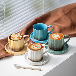 Gradient Retro Creative High Aesthetics Coffee Cup and Saucer Set