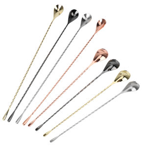 Mixing Cocktail Spoon 30/40cm Stainless Steel Stir Spoon Bar Tool Spiral Pattern Bar Teadrop Spoon Bartender Tools