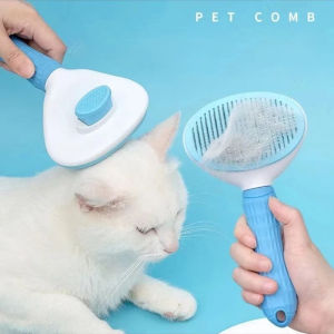 Pet Dog Brush Cat Comb Self Cleaning Care Cat Brush Stainless Steel Comb Cat Grooming Tools Pets Dematting Comb Dogs Accessories