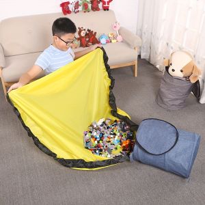 ของเล่นบล็อกอาคาร Lego ตุ๊กตาเด็กกระเป๋าขนาดใหญ่ที่ถอดออกได้ Quick Storage เกม Mat Storage Bucket