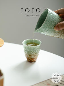 Cốc Trà Sứ Xanh in Nổi Hình Mây Lành Cốc Trà Chủ Cốc Trà Gốm Sứ Cốc Trà Phong Cách Trung Hoa Thủ Công Dùng Tại Nhà