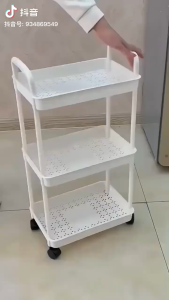 3Layers Trolley Cart Moving Rack Kitchen Storage Shelf Cabinets Bedroom Bathroom Organizer