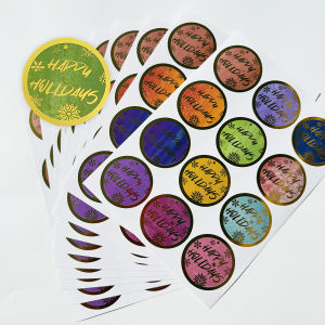 120 Pcs Happy Holidays Stickers – 2 Inch Round Gold Foil Labels for Gift Wrapping Envelopes Packages & Christmas Cards