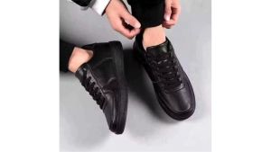 PUTDAR Sepatu Sekolah Hitam Sneakers Pria