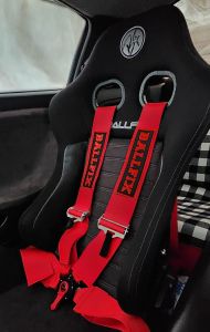 Elevo Ballfix Car Seat Belt 4 Point Harness Red - Black Made in Thailand