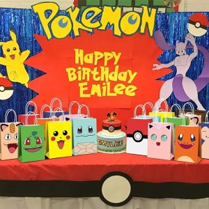Pokemon Paper Bag Pikachu Theme Kids Decor Snacks Candy Wrappers Kawaii Toy Birthday Gifts Squirtle Psyduck Blastoise Bulbasaur