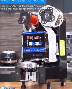 Intelligent Automatic Cup Sealing Machine for Milk Tea Bubble Tea Hot Drink / Cup Sealer Machine with Seal Film 3000pcs