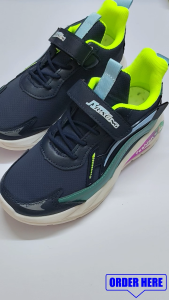 GRACE | Kids Boys and Girls Sports Shoes Breathable Mesh Light Soft Comfy Anti-Slip Sole Velcro Strap Elastic Shoelaces Casual Sneakers Size 33-37